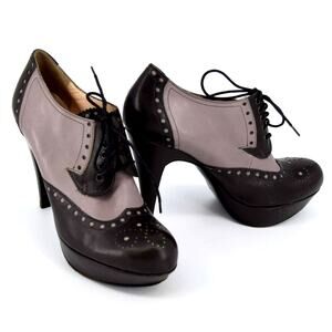 Gastone Lucioli High Heel Lace up Italian Leather Brogues Sz 36 5